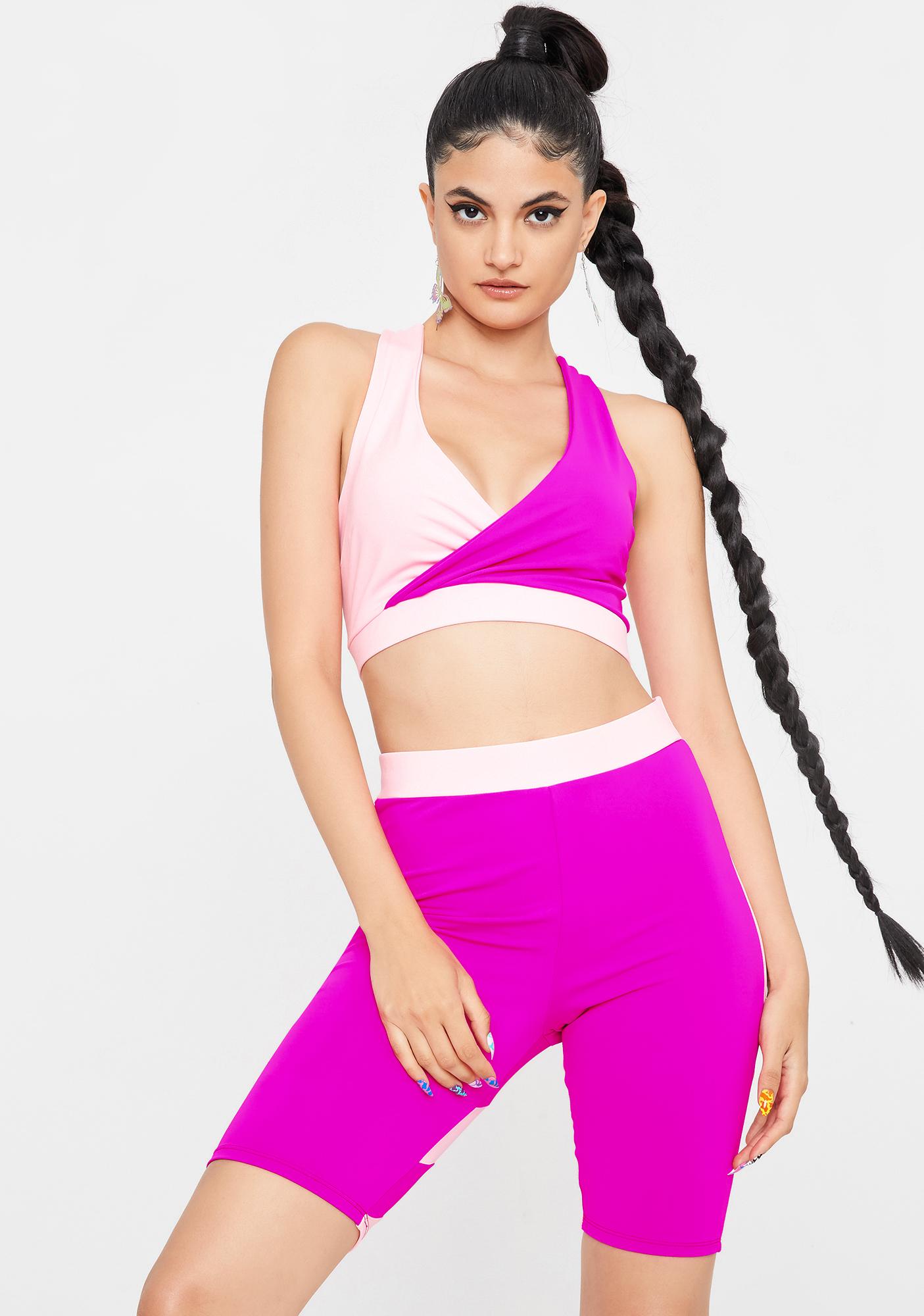 bike shorts and sports bra set