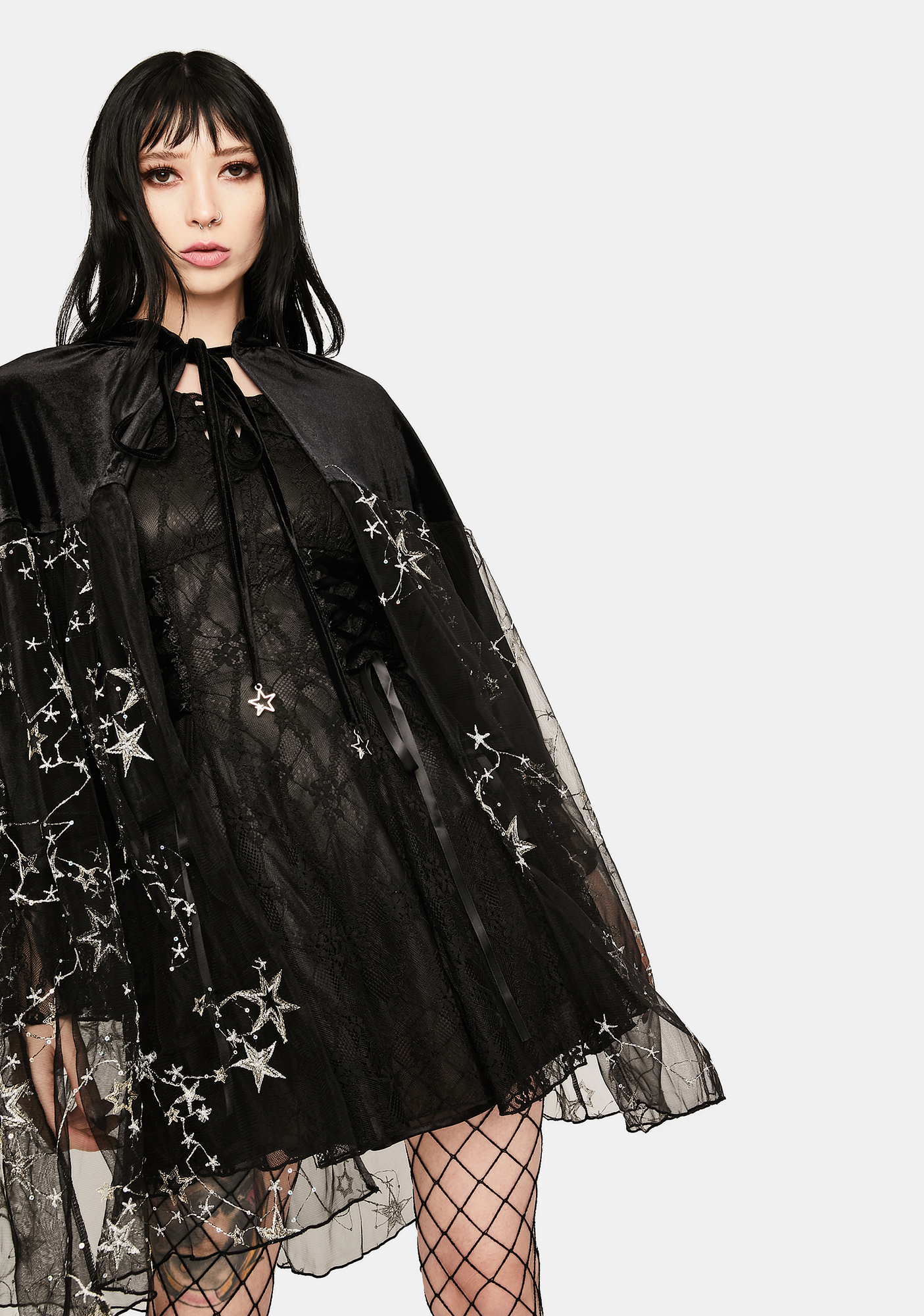 Dark In Love Mesh Glitter Kimono Dolls Kill