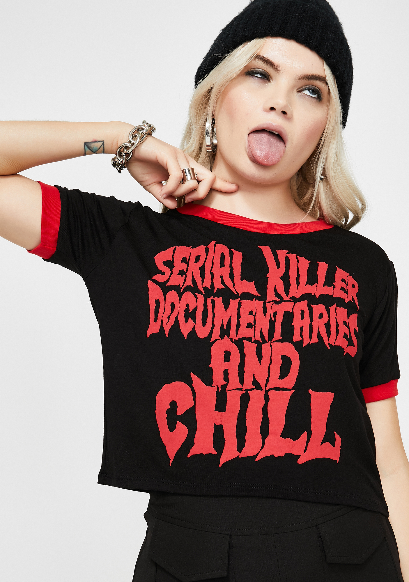 Vera's Eyecandy x Worship 13 Serial Killer Docs Ringer Tee | Dolls Kill