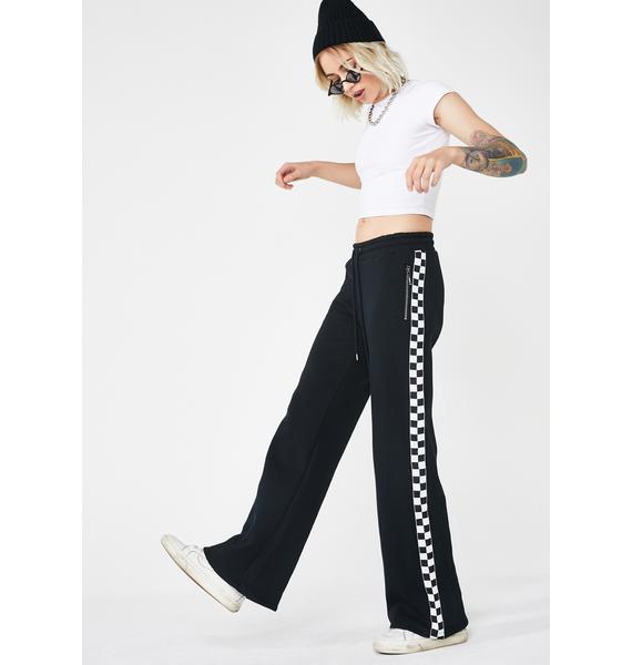 checkered side stripe trousers