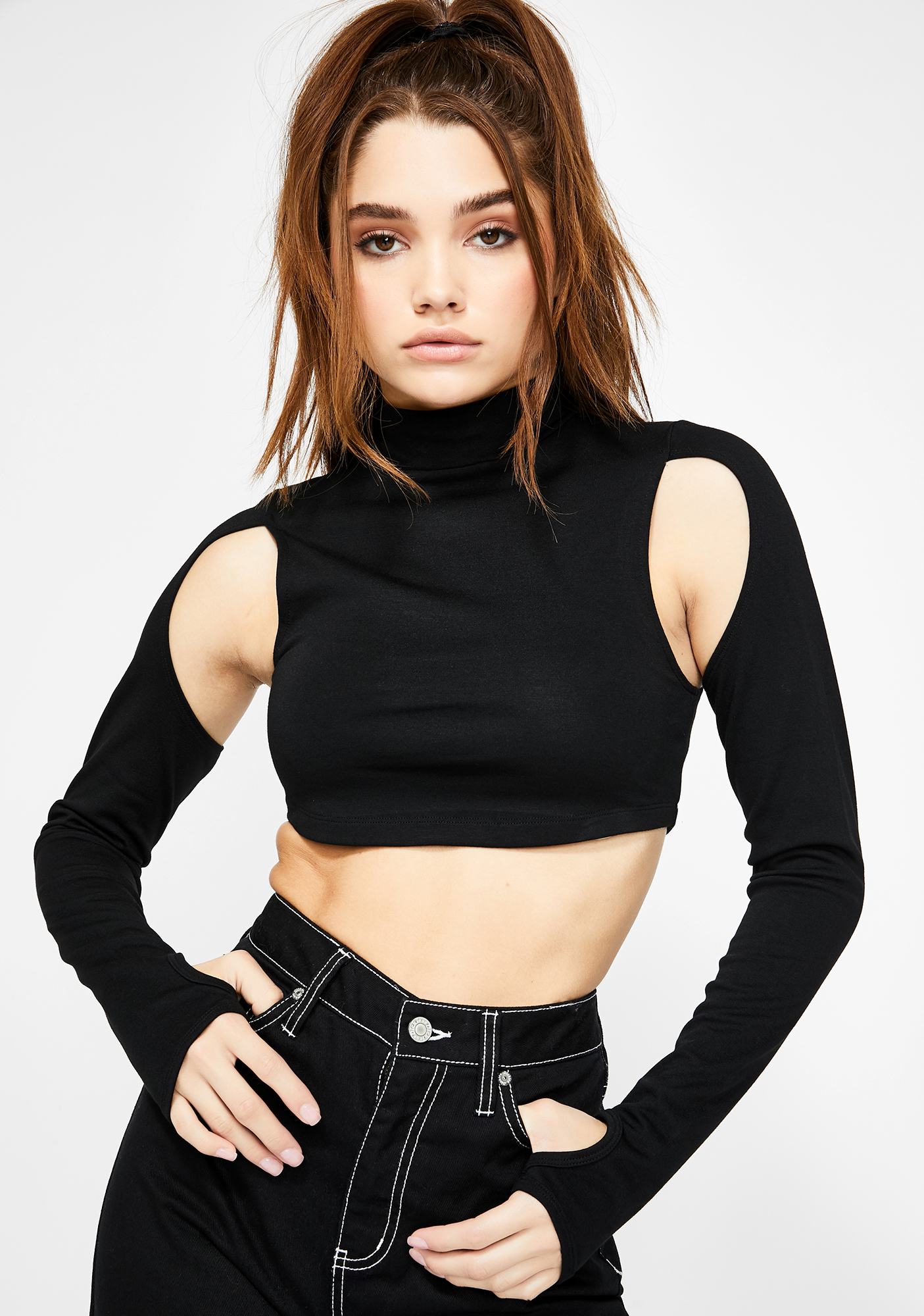 motel shimla crop top black