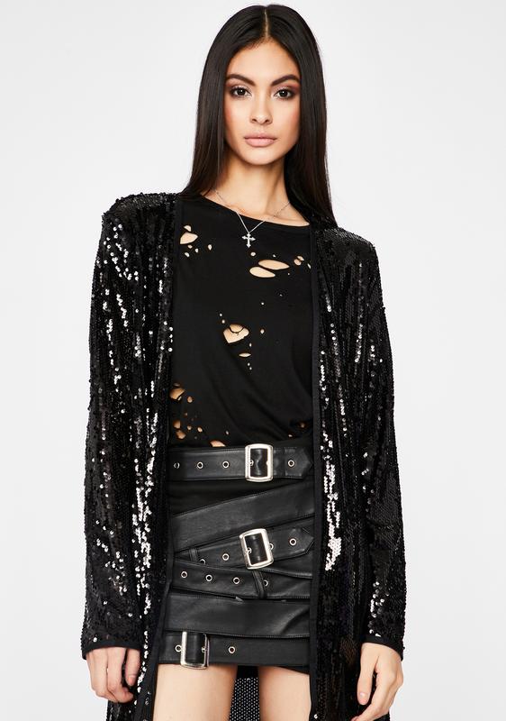black sequin duster coat
