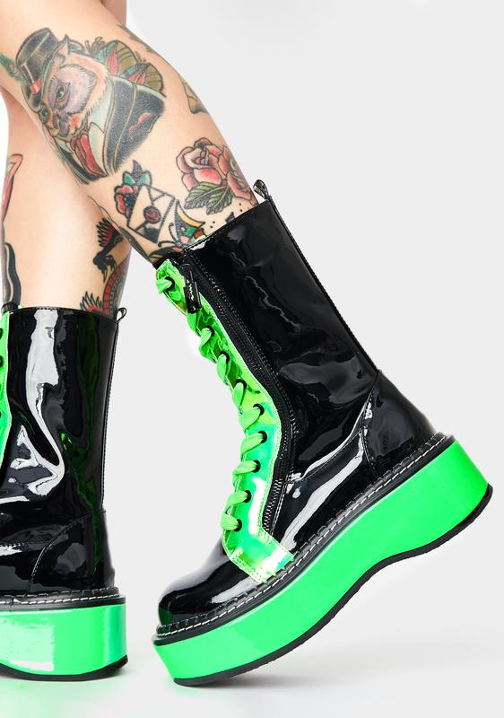 neon platform boots