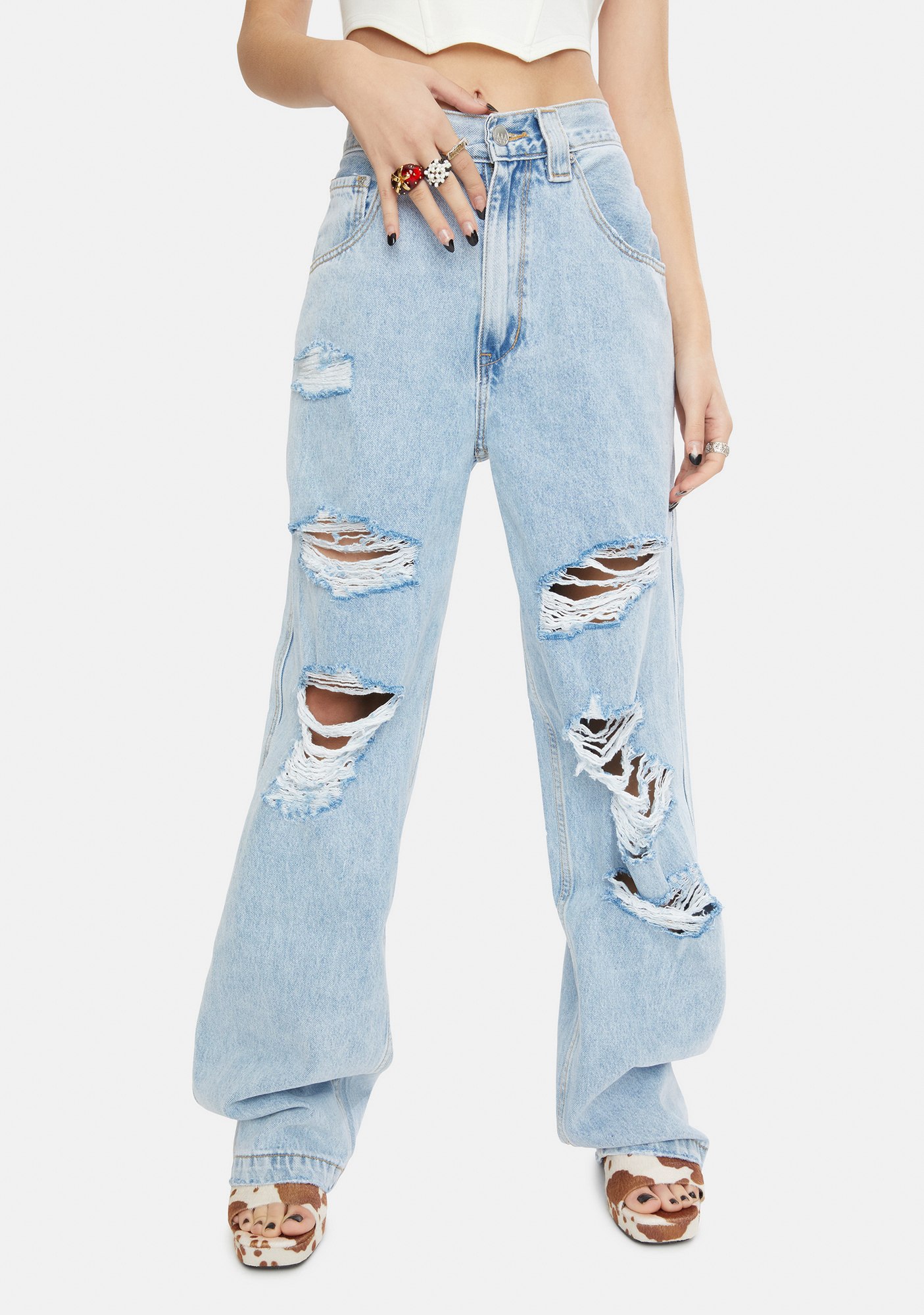 ZGY Ripped Slouchy & Loose Jeans | Dolls Kill