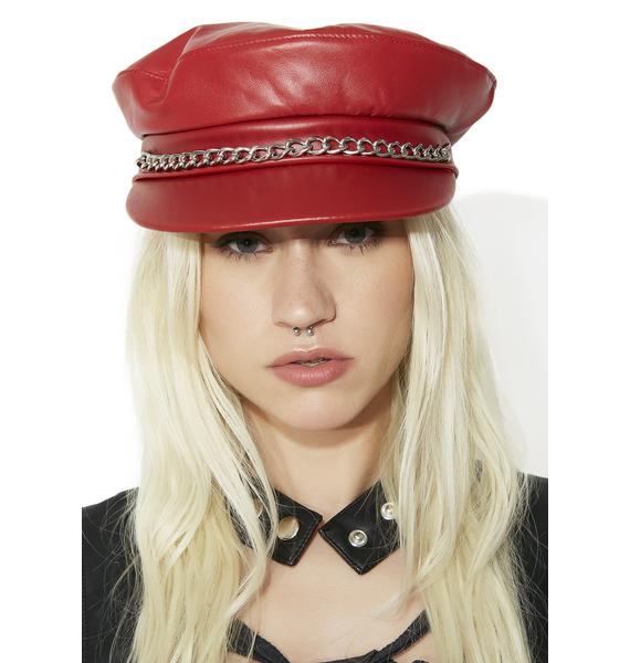 red biker hat