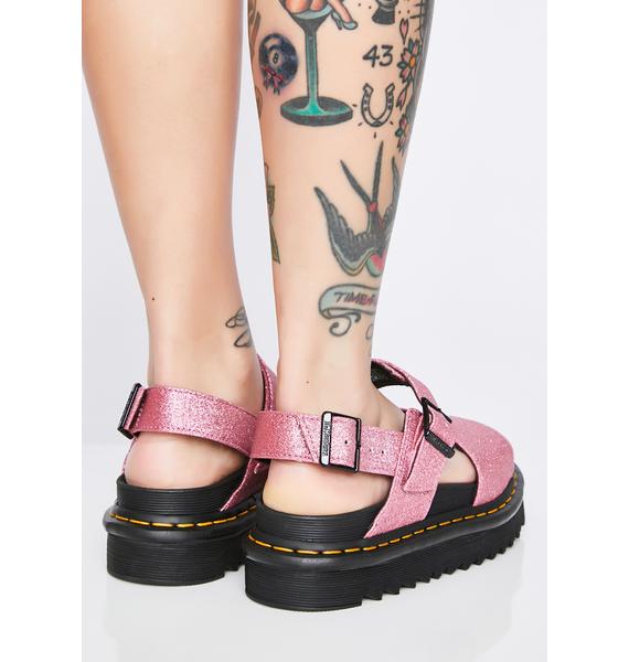 pink glitter dr martens sandals