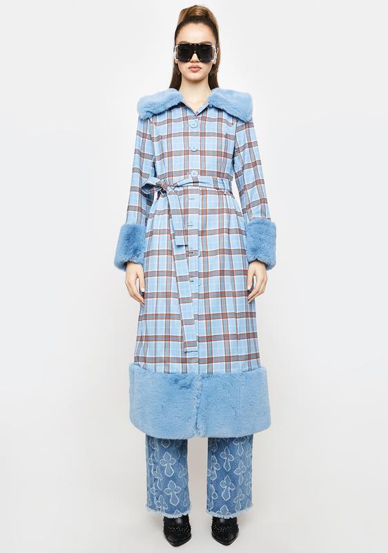 blue checkered coat