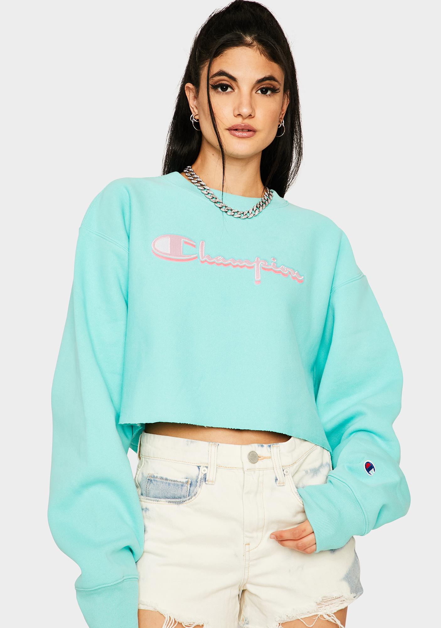 champion reverse weave oversized logo crew neck sweatshirt