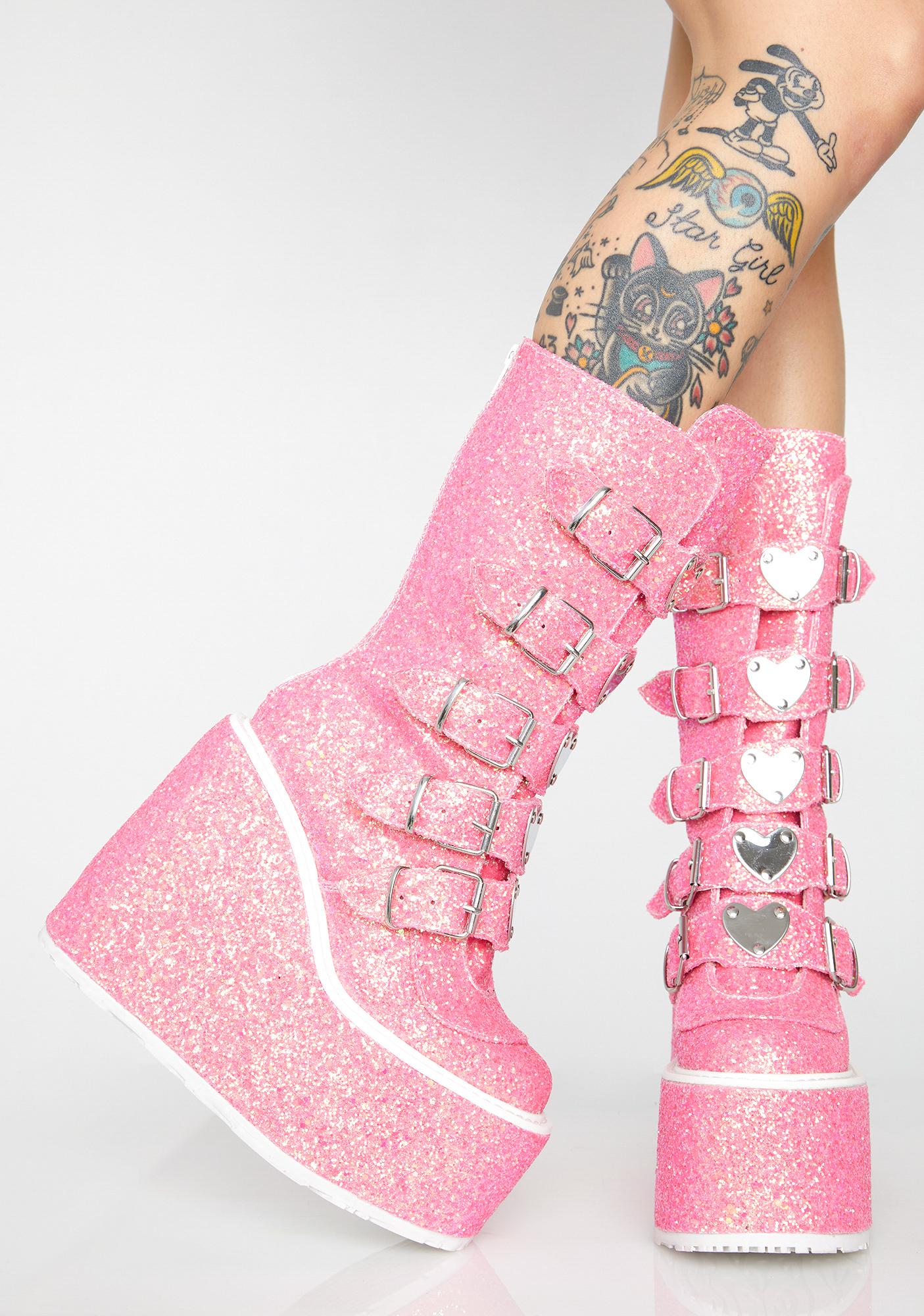 demonia pink boots