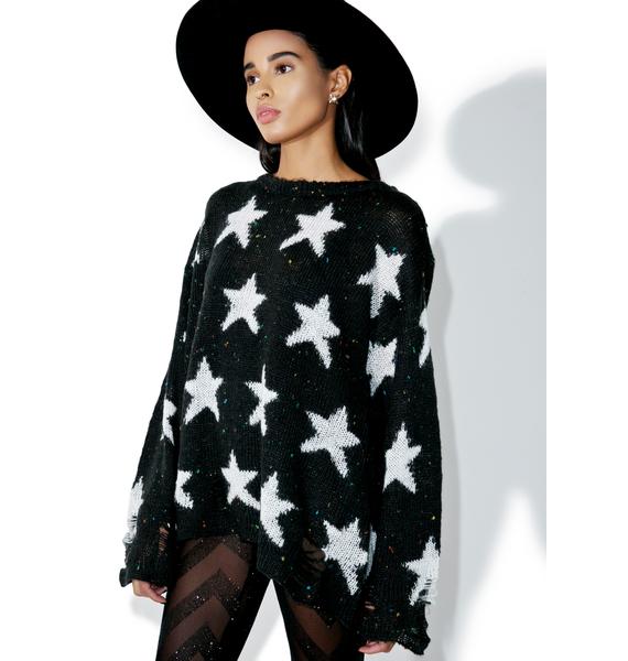 Wildfox Couture Noir Seeing Stars Lenon Sweater | Dolls Kill