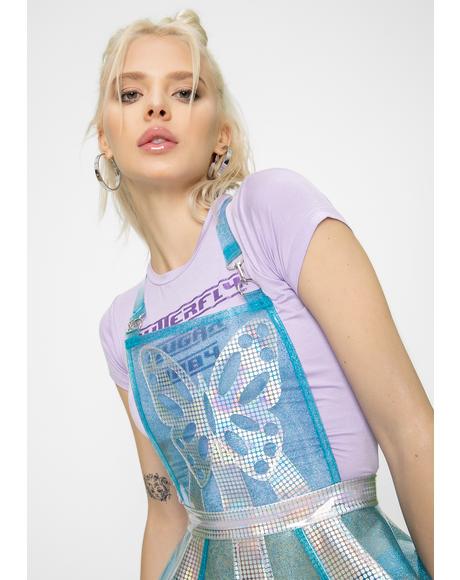 space gurl hologram overall dress