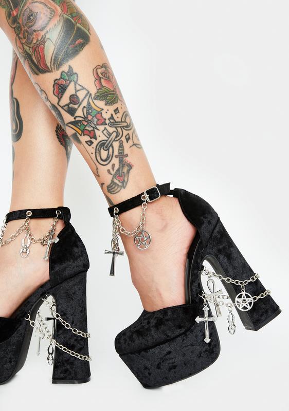 velvet platform heel