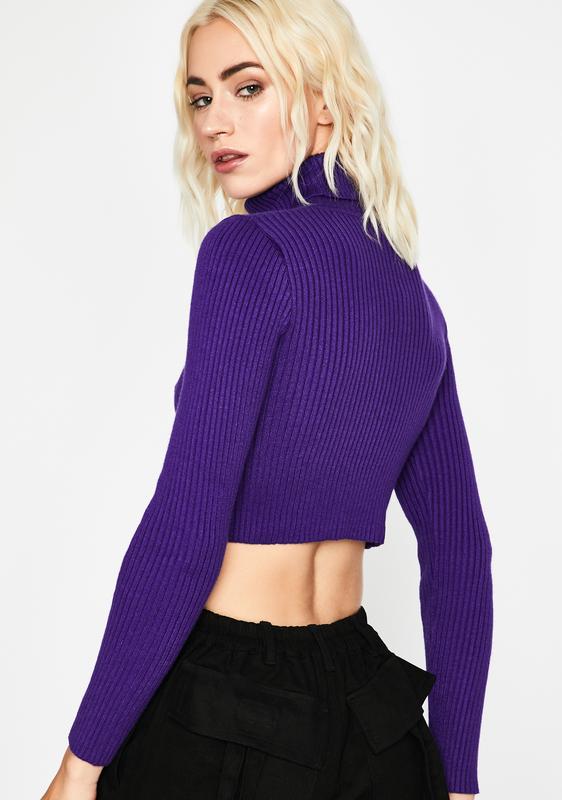 cropped purple sweater