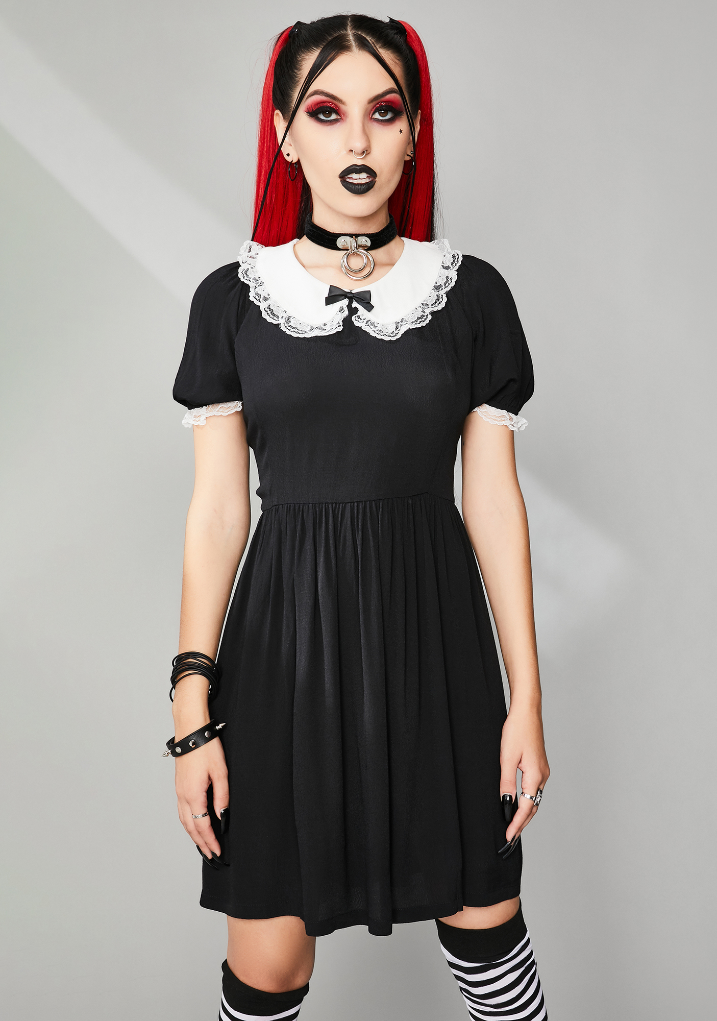 Widow Babydoll Lace Trim Gothic Lolita Dress - Black | Dolls Kill