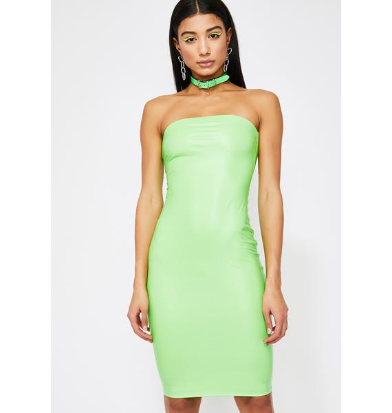 neon lime green bodycon dress