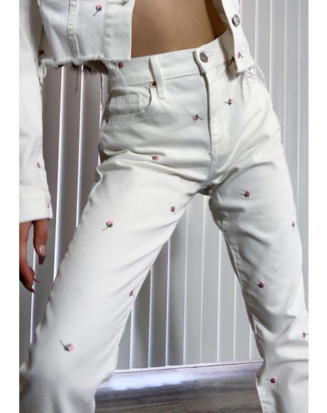 Moneymaker Embroidered Mom Jeans