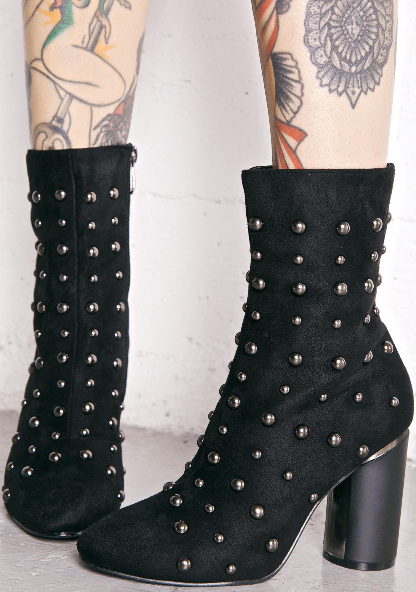 Black Studded Boot Heels | Dolls Kill
