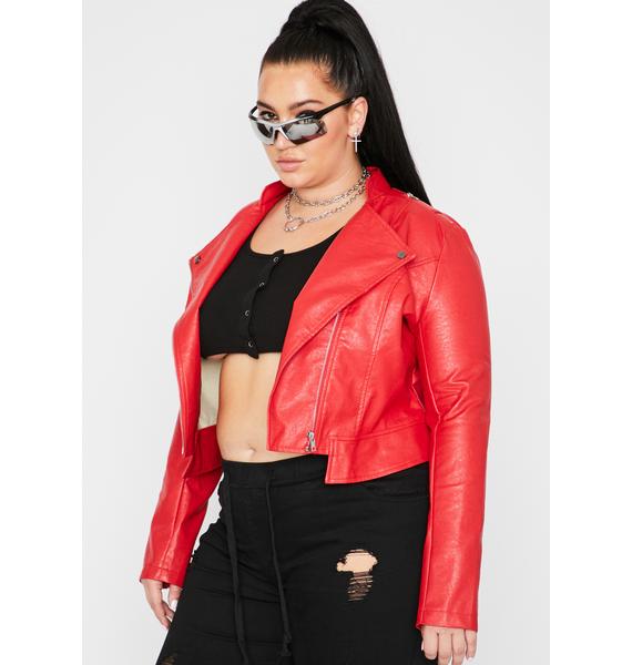 plus size red moto jacket