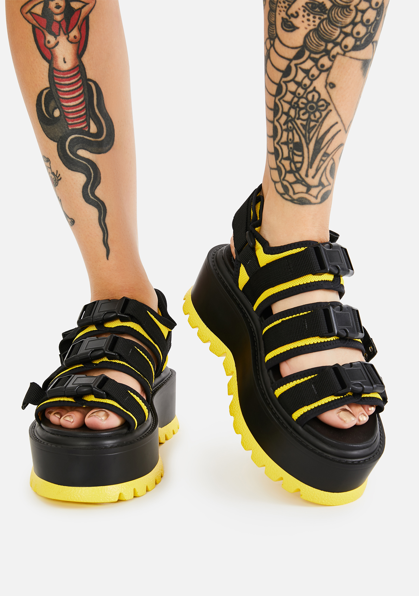 Koi Footwear Yellow Asteroid Matrix Platform Sandals Dolls Kill