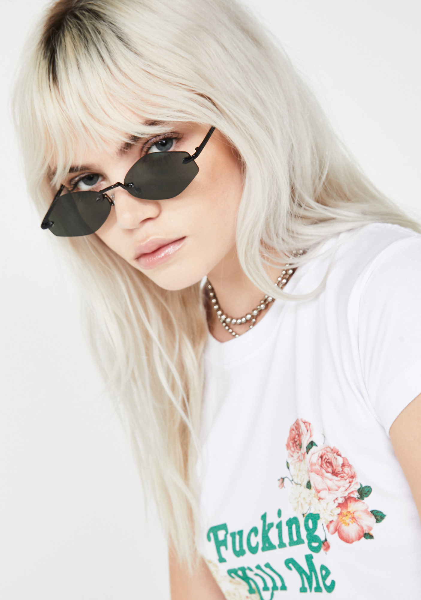 Rimless Black Tinted Sunglasses Dolls Kill 