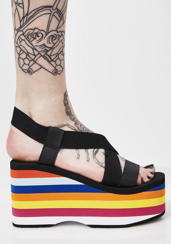 rocket dog rainbow platform sandals