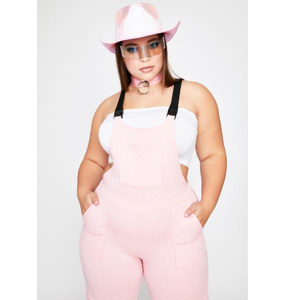 Plus Size Pastel Pink Quilted Knit Overalls Dolls Kill