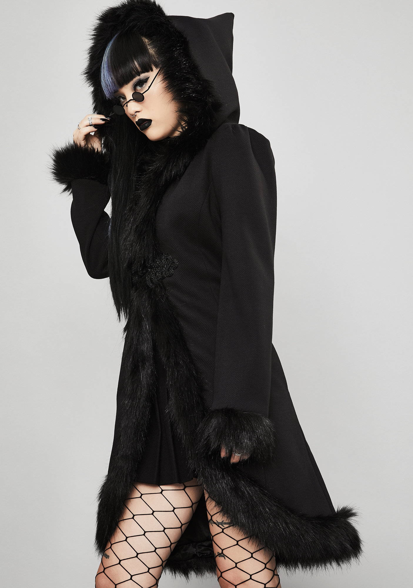 Widow Faux Fur Winter Coat Black Dolls Kill