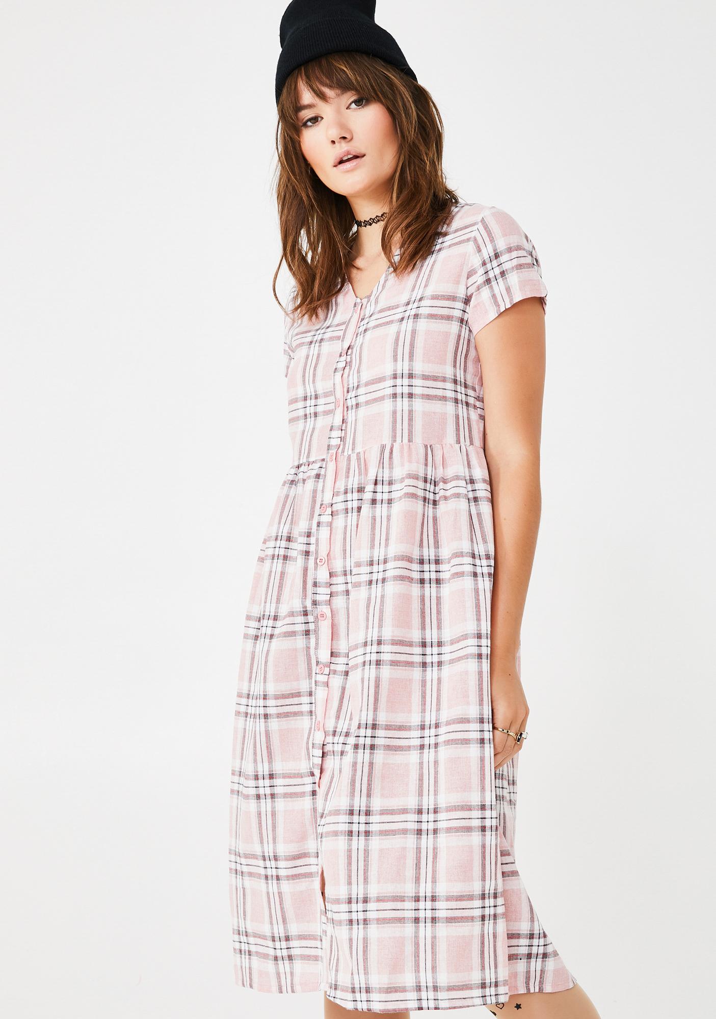 checked midi dress