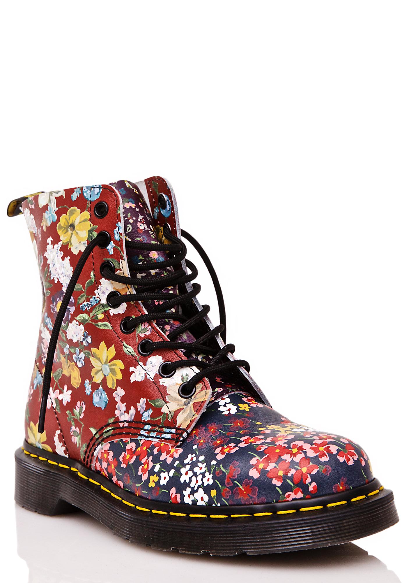 Dr. Martens Floral Pascal 8 Eye Boots | Dolls Kill