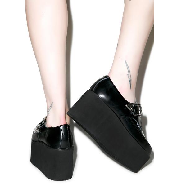 T.U.K. Leather Stacked Pointed Buckle Creepers | Dolls Kill