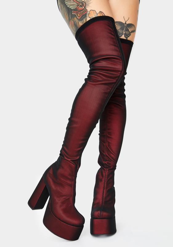 red platform thigh high boots