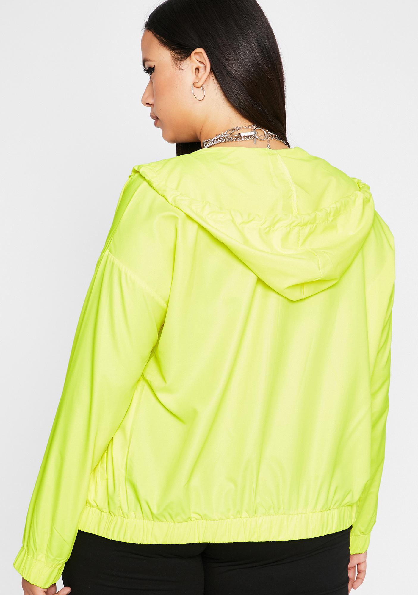 Plus Size Neon Green Hooded Windbreaker | Dolls Kill