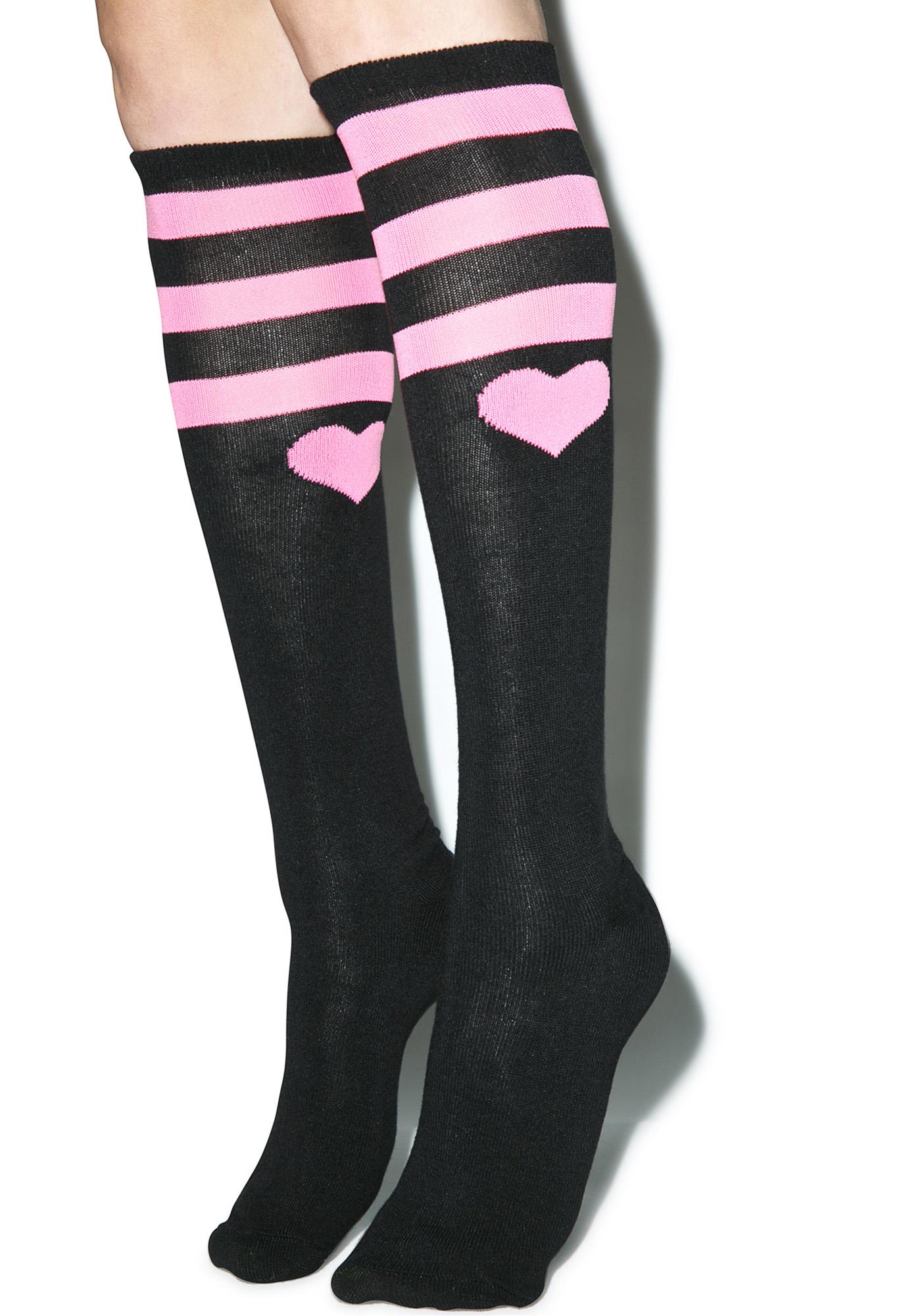 Heart Striped Knee Socks | Dolls Kill