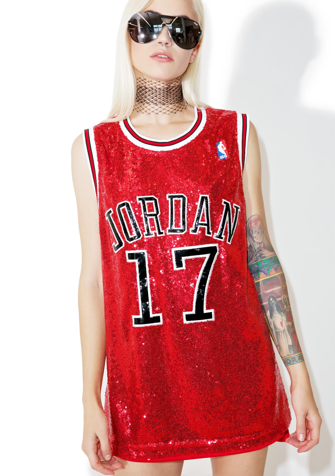 red sequin jersey dress