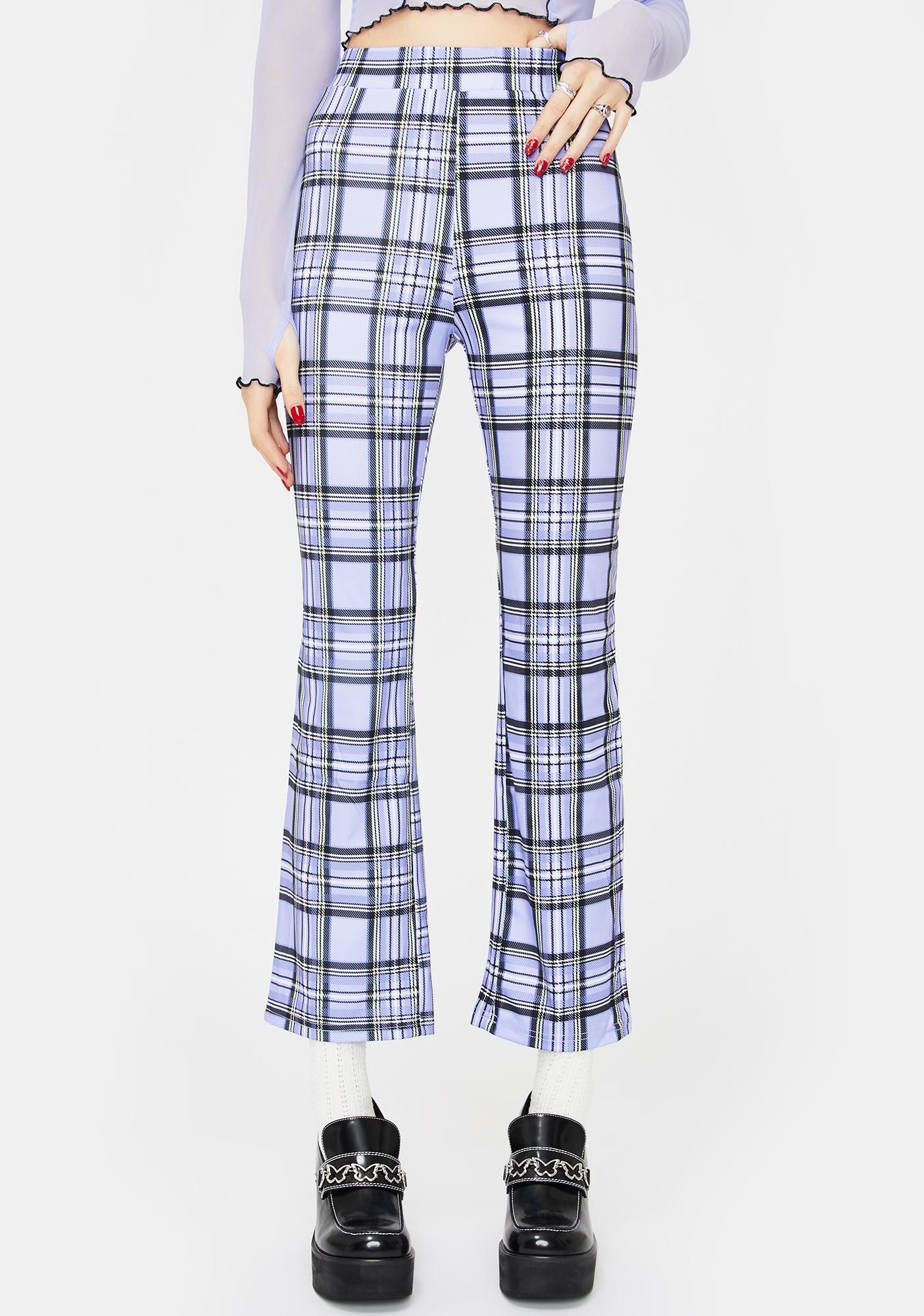 purple checkered pants