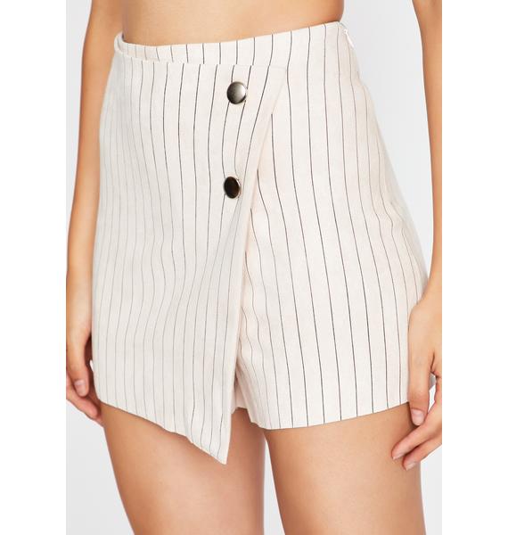 White Pinstripe Mini Skort | Dolls Kill