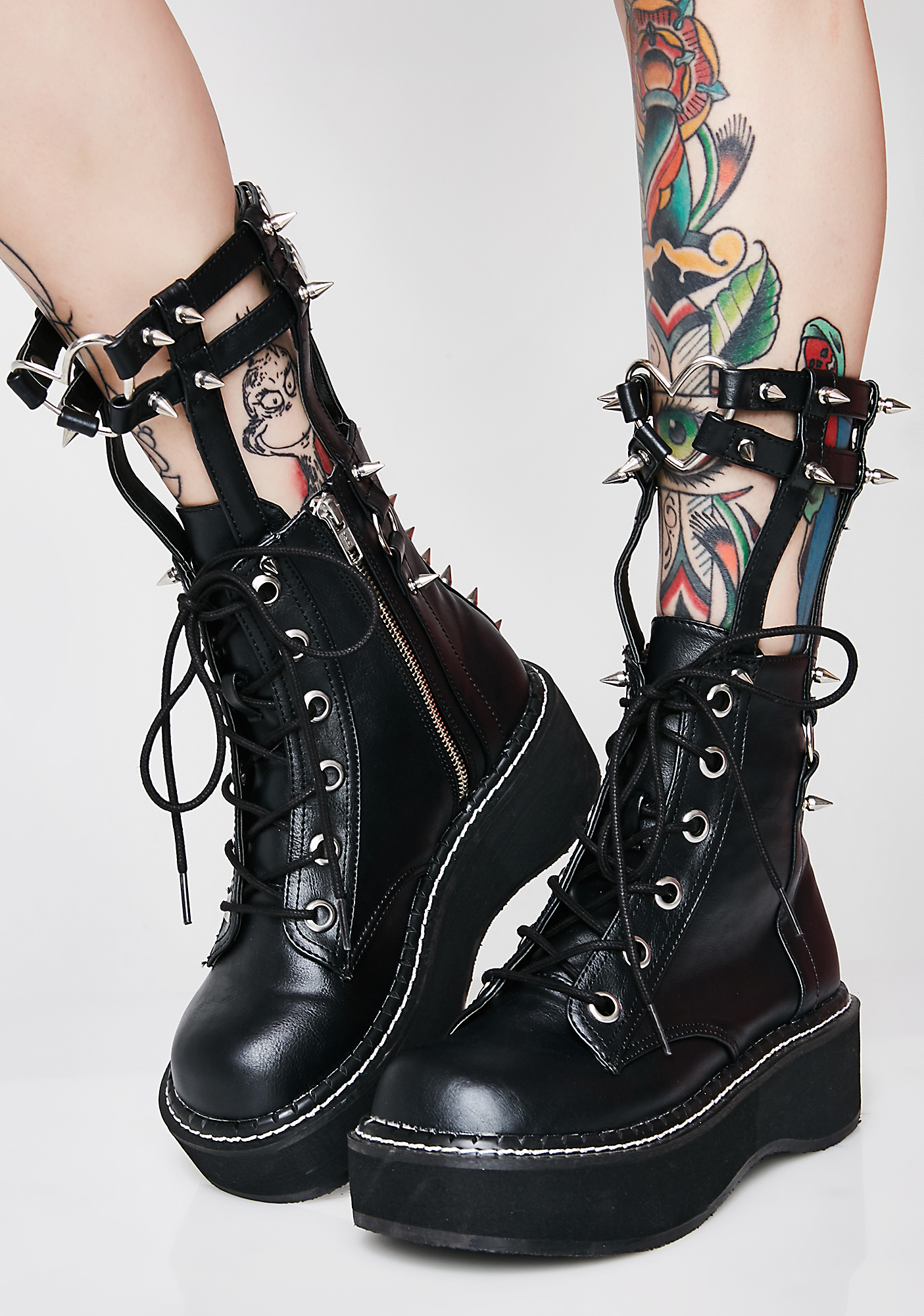 Demonia Devil In Disguise Caged Boots | Dolls Kill