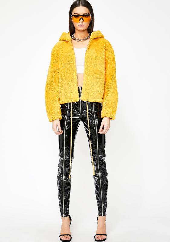 mustard yellow teddy bear coat