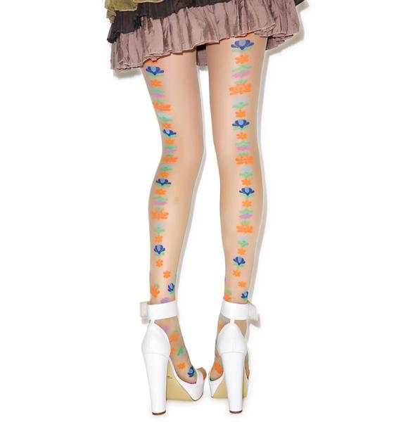 Pretty Polly California Floral Pantyhose Dolls Kill