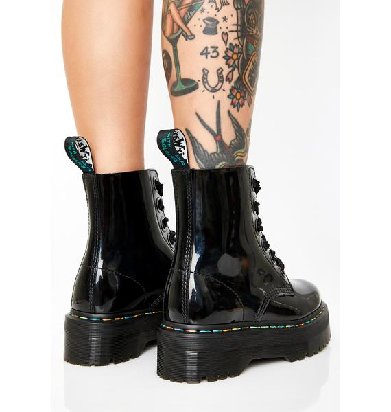 doc martens black rainbow patent