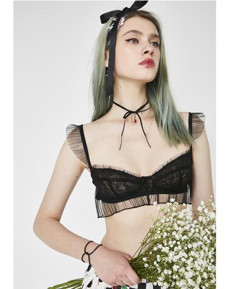 Onyx Bat My Lashes Lace Bralette