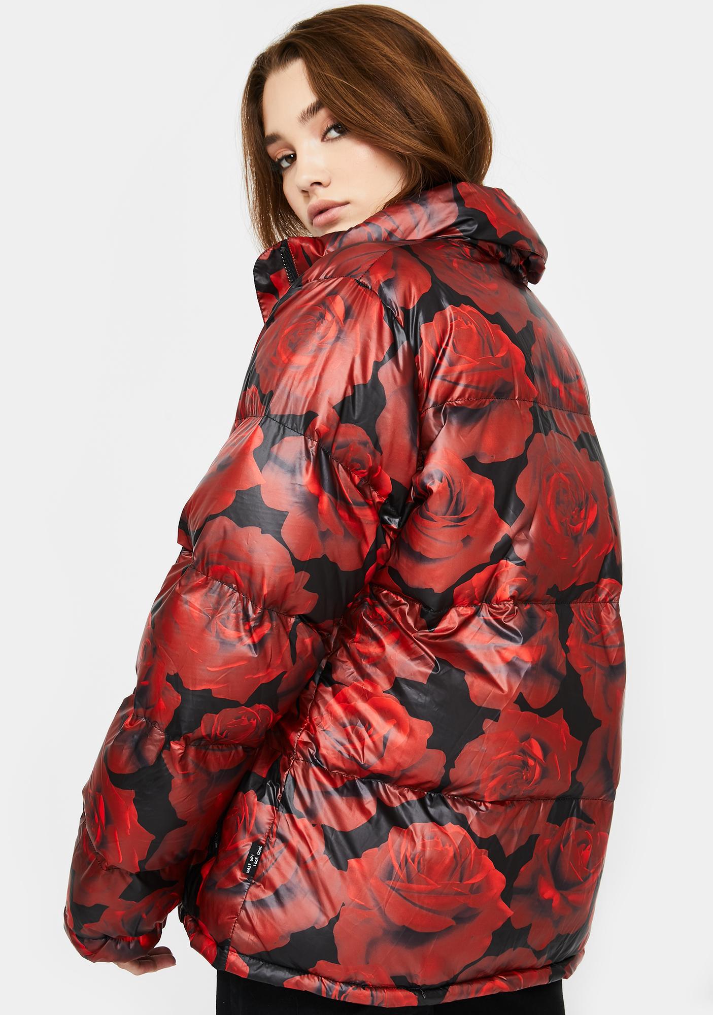 rose pink puffer jacket