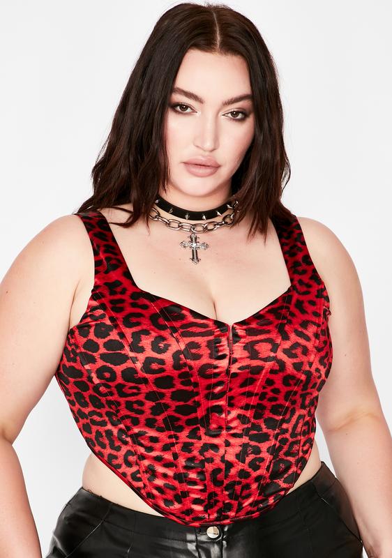 plus size red leopard print top