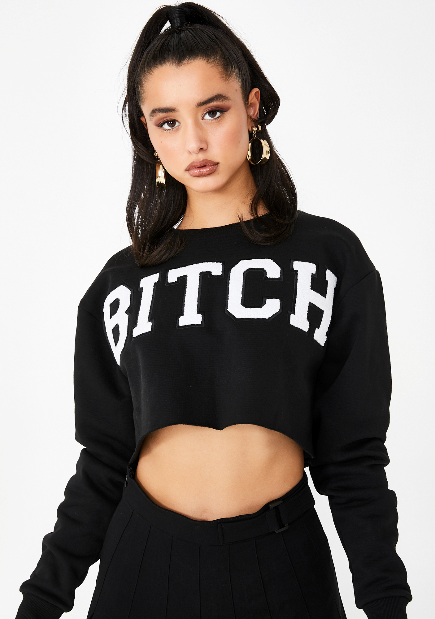 Poster Grl Bitch Cropped Sweatshirt | Dolls Kill