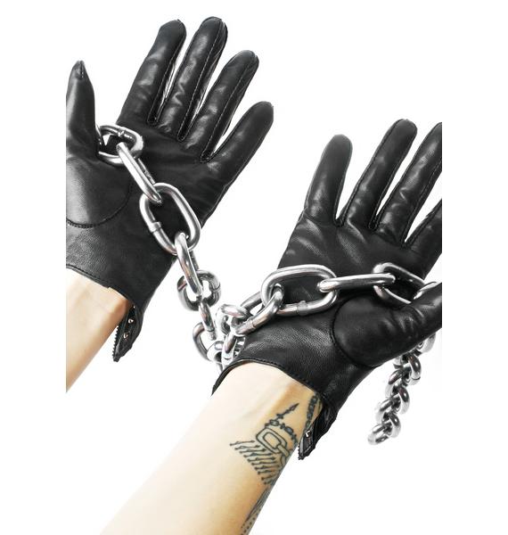 Majesty Black Studded Key Hole Gloves Dolls Kill