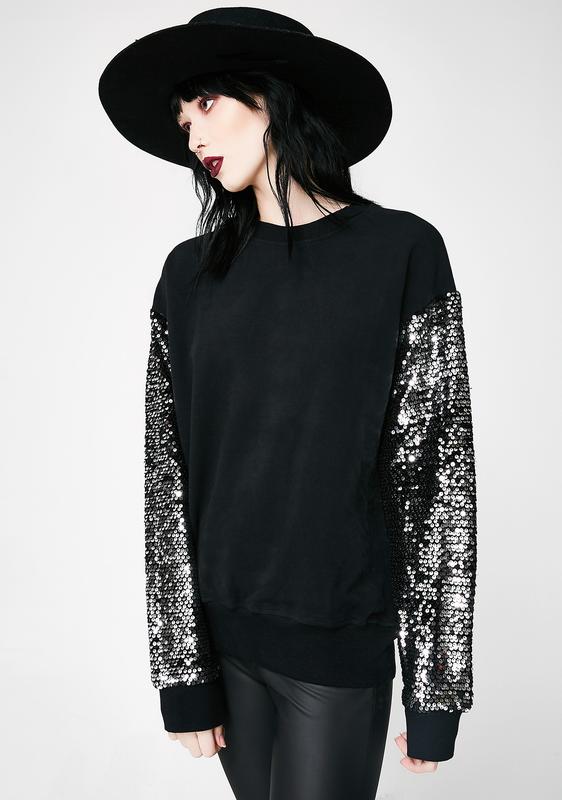 sequin sleeve sweater