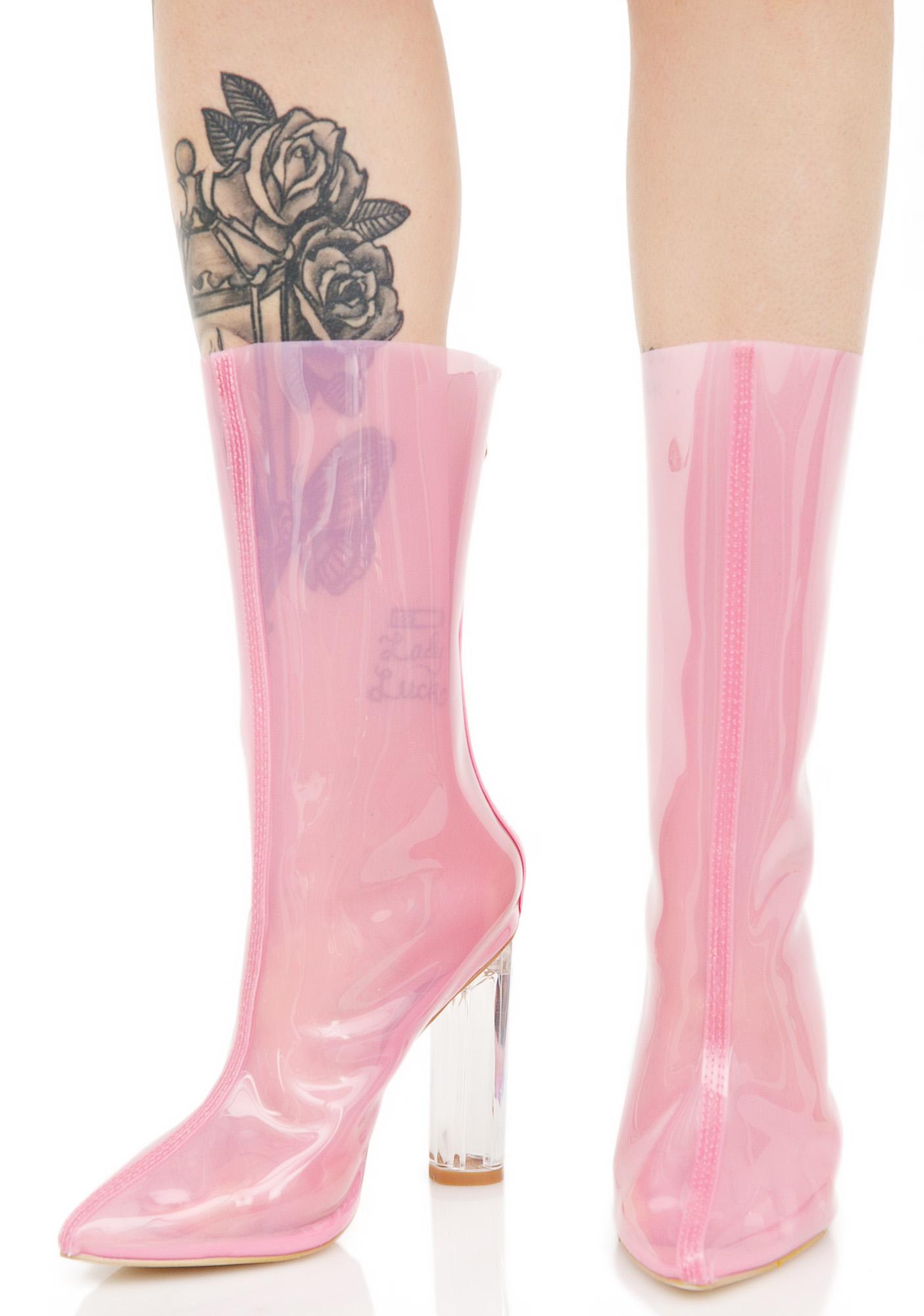 pink clear booties