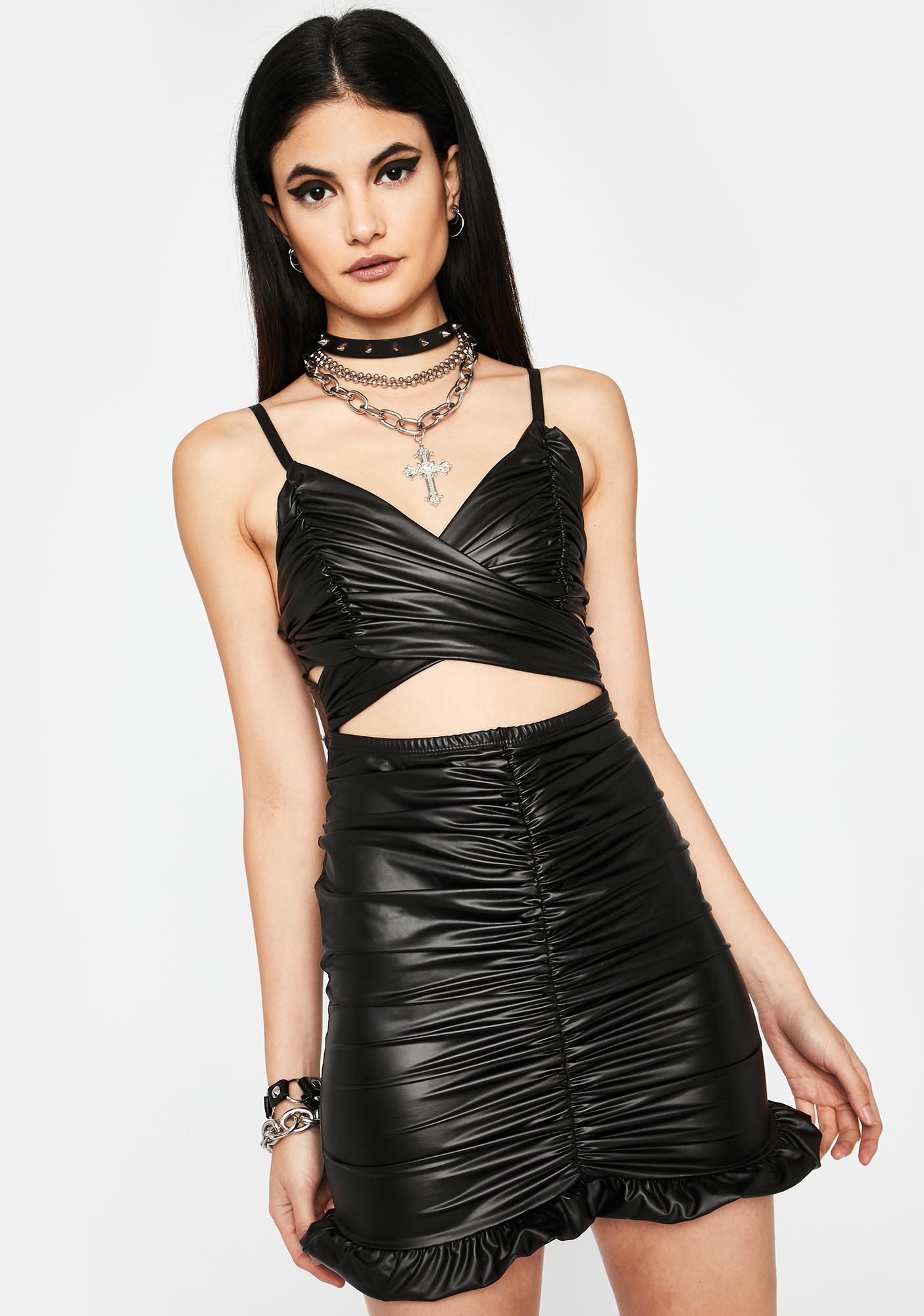 Sleeveless Cami Front Cut Out Wrap Mini Dress | Dolls Kill