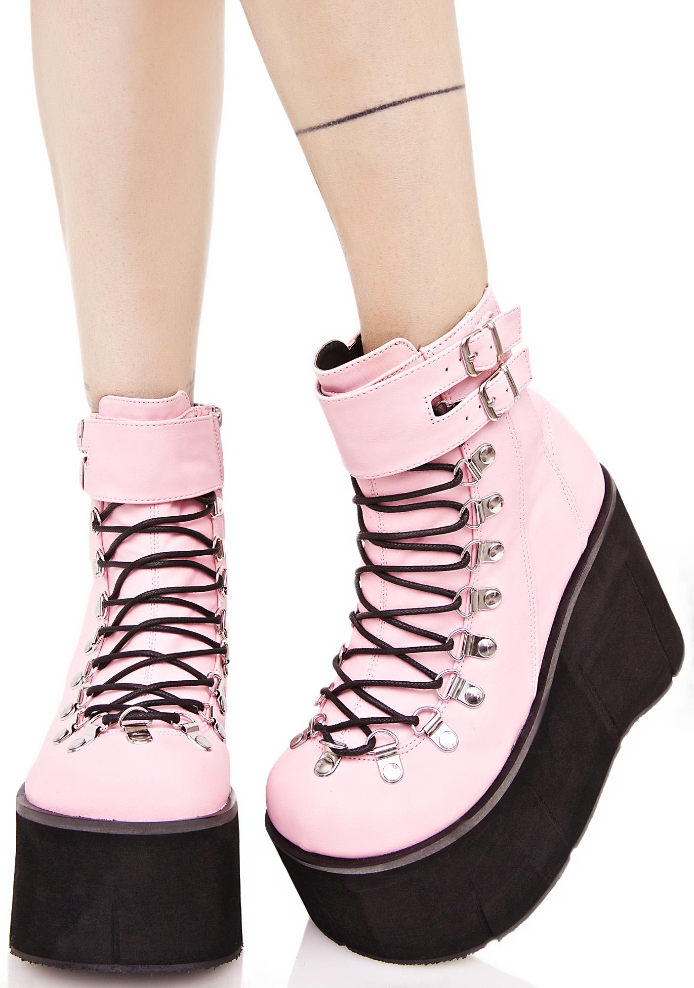 Demonia Sweetie Kera Lace-Up Platform Boots | Dolls Kill