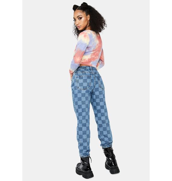 checkered mom jeans